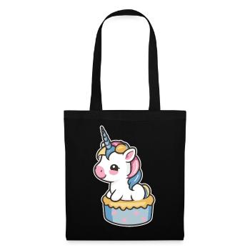 Einhorn Torte - Stoffbeutel - Schwarz - Vorne