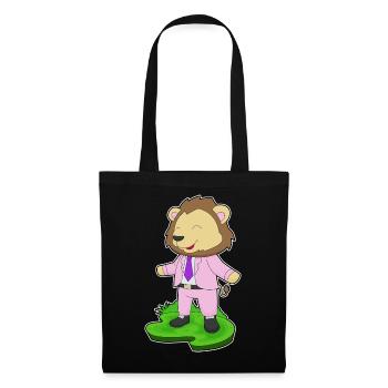 Lion marié cravate mariage - Sac en tissu - noir - Devant