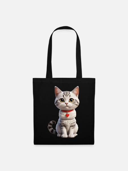 Chat de dessin animé / chat de dessin animé - Sac en tissu - noir