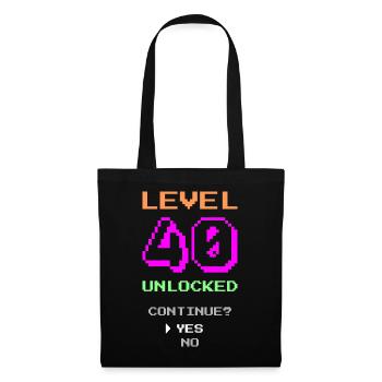 Level 40 freigeschaltet - Lustig - Stoffbeutel - Schwarz - Vorne