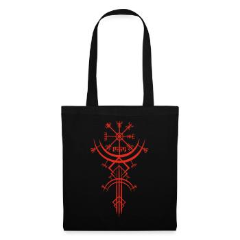 Rotes Symbol eines Wikinger-Kompasses - Stoffbeutel - Schwarz - Vorne