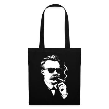 Retro Noir Friedrich Nietzsche raucht eine Zigarre - Stoffbeutel - Schwarz - Vorne