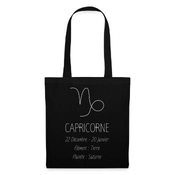 Signe du Capricorne - Sac en tissu - noir - Devant