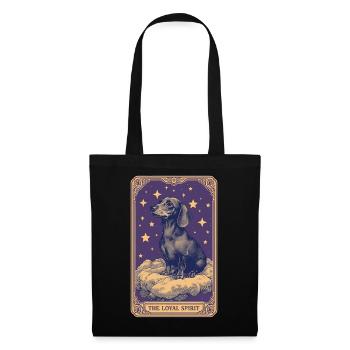 Tarot Karte Lila – Dackel „The Loyal Spirit“ - Stoffbeutel - Schwarz - Vorne