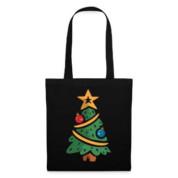 Christmas Tree Cartoon Illustration - Tote Bag - black - Front