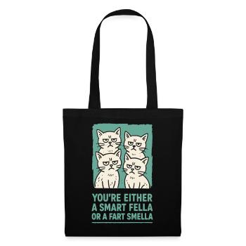 Smart Fella or Fart Smella Cats Meme Humor - Tote Bag - black - Front