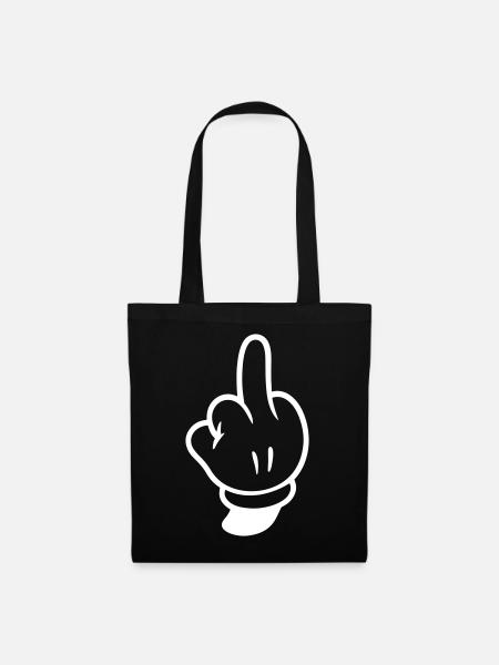 Mittelfinger Hand Comic - Stoffbeutel - Schwarz