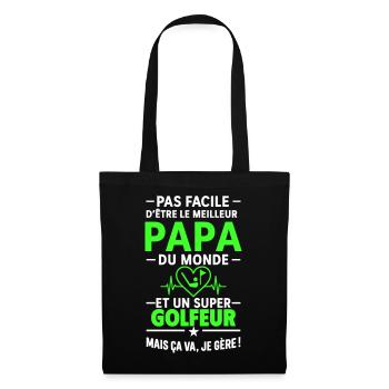Cœur + Golf – Super Papa Golfeur - Sac en tissu - noir - Devant