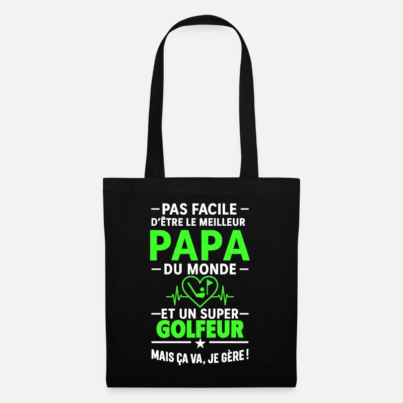 Herz + Golf – Super Papa Golfer - Stoffbeutel - Schwarz