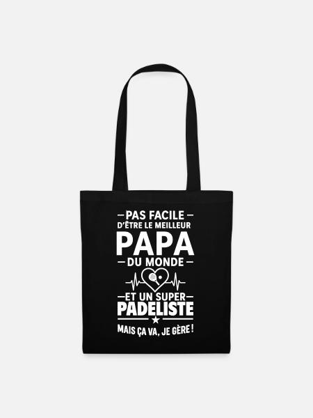 Herz + Padel – Super Dad Padel Spieler - Stoffbeutel - Schwarz