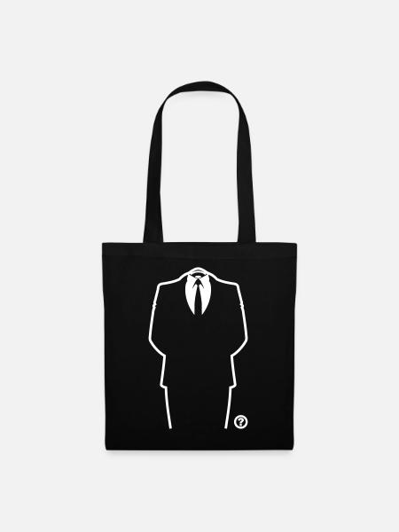 Anon Anzug Hacker Maske Shirt - Stoffbeutel - Schwarz