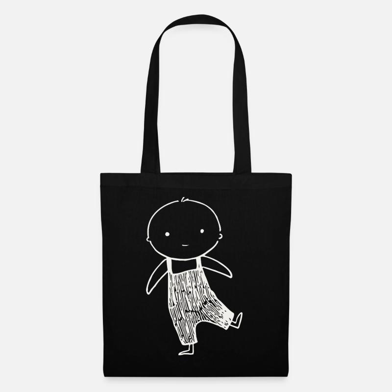 Tiny Doodle in Overalls - Stoffbeutel - Schwarz