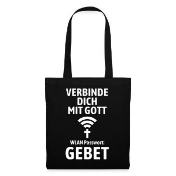Verbinde dich mit Gott - Gebet WLAN - Stoffbeutel - Schwarz - Vorne