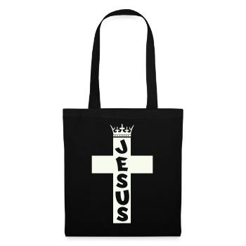 Jesus Kreuz Krone Grafik - Stoffbeutel - Schwarz - Vorne