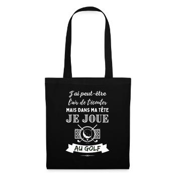 Idée cadeau pour golfeur ou golfeuse / Fan de golf - Sac en tissu - noir - Devant
