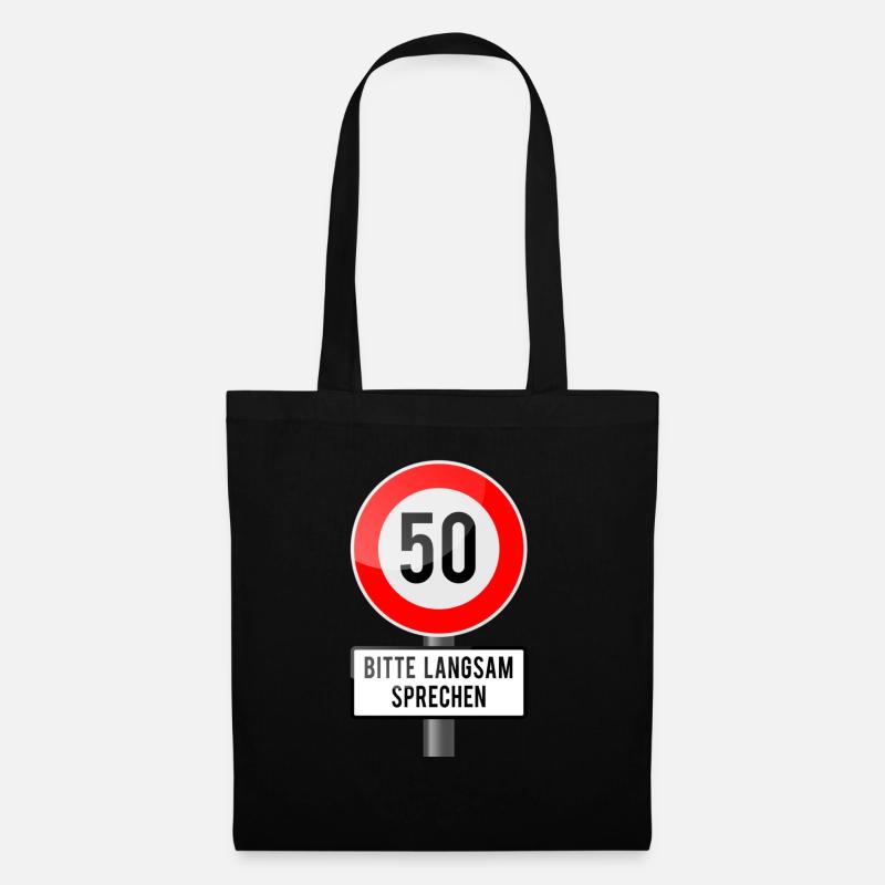 50 Jahre Schild langsam - Stoffbeutel - Schwarz