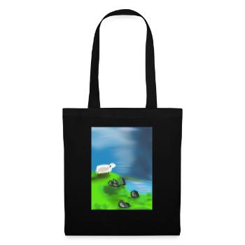 Sheep on rocks in front of the water - Tote Bag - black - Front