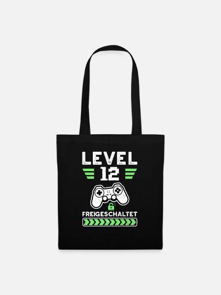 Level 12 Freigeschaltet - 12. Geburtstag - Stoffbeutel - Schwarz
