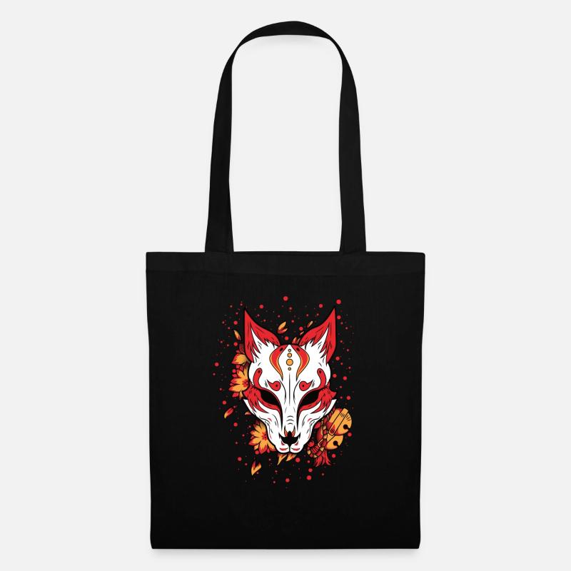 Fox Mask, Fuchs, Kitsune - Stoffbeutel - Schwarz