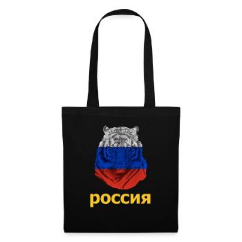 Russischer Tiger in Russland Flagge Russisch stark - Stoffbeutel - Schwarz - Vorne
