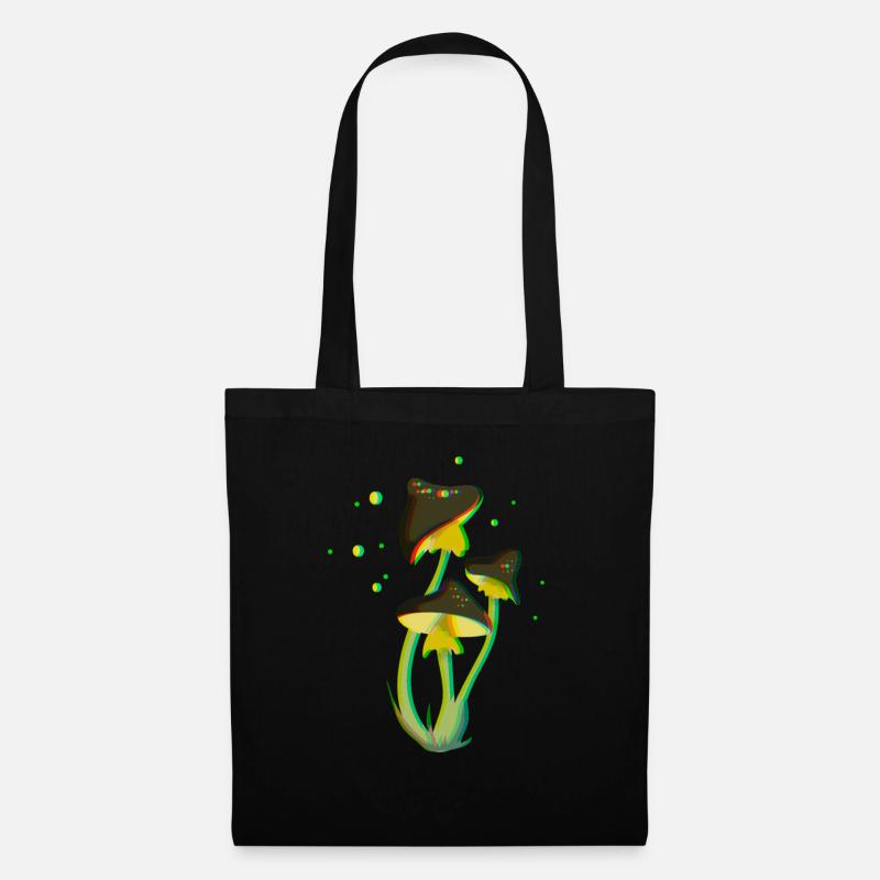 Zeichnen pilz trippy fluoreszierend 3D und psychedelisch - Stoffbeutel - Schwarz