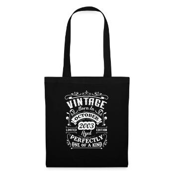 Rétro cadeau anniversaire, Vintage en octobre 2003 - Sac en tissu - noir - Devant