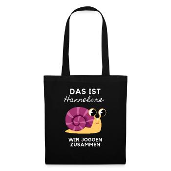 Schnecke Hannelore wir gehen zusammen joggen - Stoffbeutel - Schwarz - Vorne