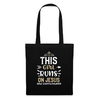 This Girl Runs On Jesus And Chee... - Stoffbeutel - Schwarz - Vorne