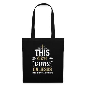 This Girl Runs On Jesus And Bare... - Stoffbeutel - Schwarz - Vorne