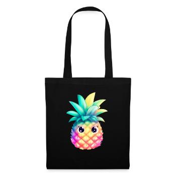 Mignon ananas coloré Fruit d’été cadeau de vacances - Sac en tissu - noir - Devant