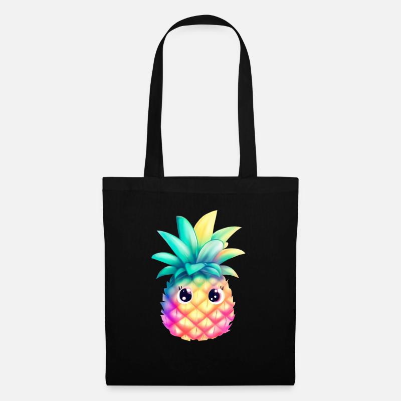 Süße Bunte Ananas Sommer Frucht Urlaub Geschenk - Stoffbeutel - Schwarz