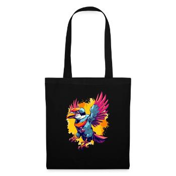 Pilu, der bunte Vogel - Stoffbeutel - Schwarz - Vorne