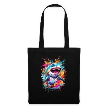 Requin - Sac en tissu - noir - Devant
