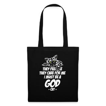 Cat Lover They Feed Me I Must Be A God - Stoffbeutel - Schwarz - Vorne
