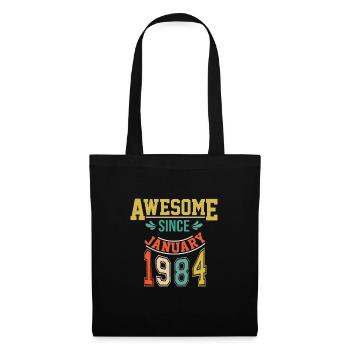 Janvier 1984 anniversaire Janvier 1984 cadeau 1984 - Sac en tissu - noir - Devant