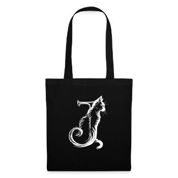 Lettre J avec chat - Sac en tissu - noir - Devant