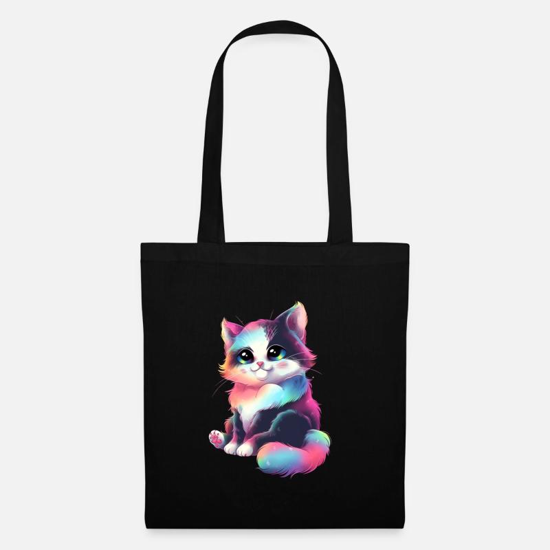 Verträumte kleine Katze - Stoffbeutel - Schwarz