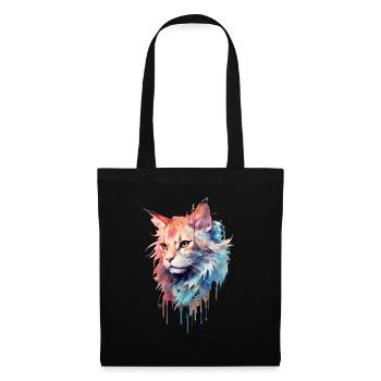 Mystischer Katzenprint - Stoffbeutel - Schwarz - Vorne