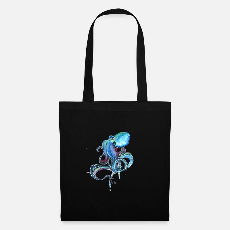 kraake octopus tentacal illu fish octopus ora - Tote Bag - black