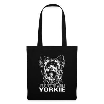 YORKIE life is better Yorkshire Terrier Spruch - Stoffbeutel - Schwarz - Vorne