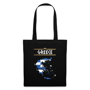 Griechenland Flagge Europa Athen Kreta Kos EU - Stoffbeutel - Schwarz - Vorne