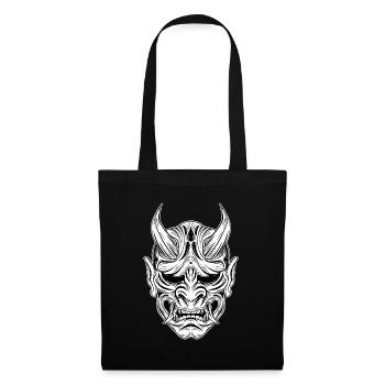 Schädel Skull Horror Skelett Halloween Geisha - Stoffbeutel - Schwarz - Vorne