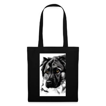 Black and White Dog Sketch - Tote Bag - black - Front