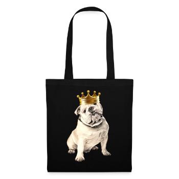 VIEUX BOULEDOGUE ANGLAIS avec Couronne Chien Bouledogue - Sac en tissu - noir - Devant