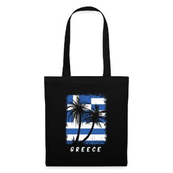 Griechenland Flagge Hellas Athen Griechische Fahne - Stoffbeutel - Schwarz - Vorne