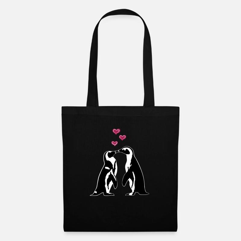 Verliebte Pinguine - Stoffbeutel - Schwarz