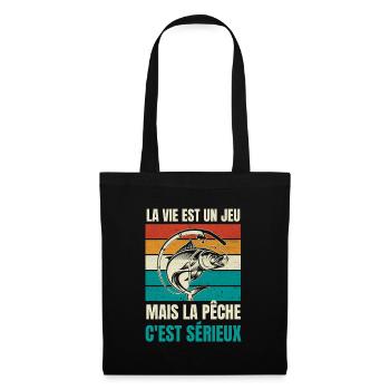 la pêche c'est sérieux - Sac en tissu - noir - Devant