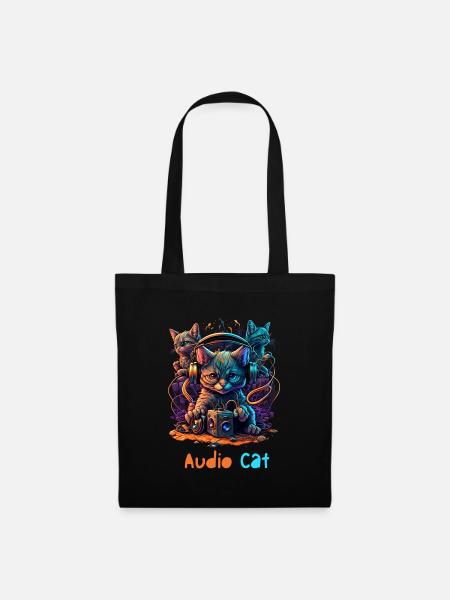 Audio Cat - Stoffbeutel - Schwarz
