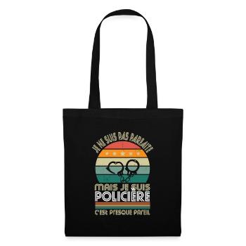 Je ne suis pas parfaite mais je suis policière - Sac en tissu - noir - Devant