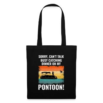 Pontonboot Bootfahren Pontooning Angeln Retro - Stoffbeutel - Schwarz - Vorne